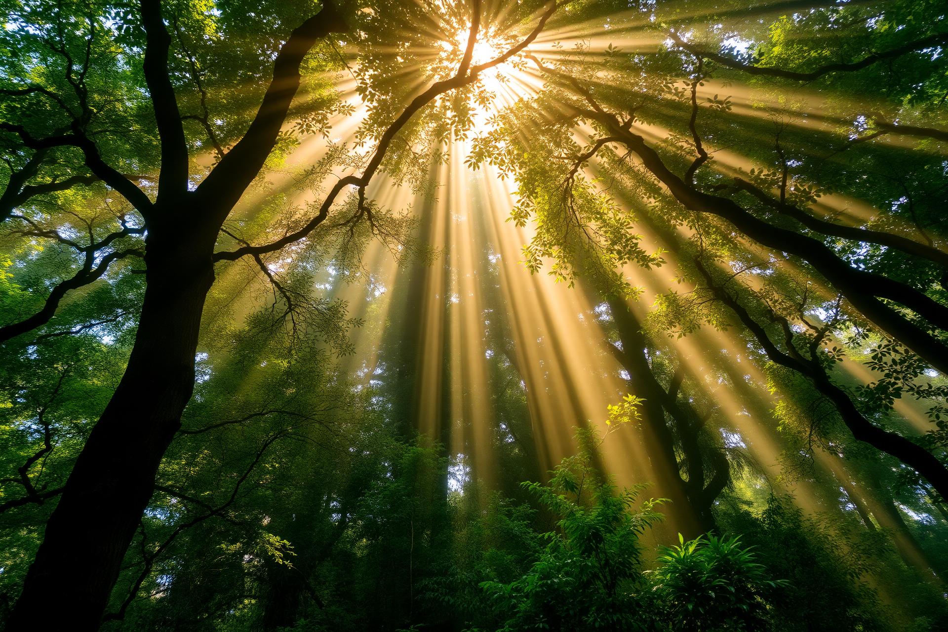 Sunlit forest canopy